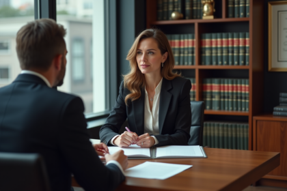 Femme d'affaires en réunion dans un bureau moderne