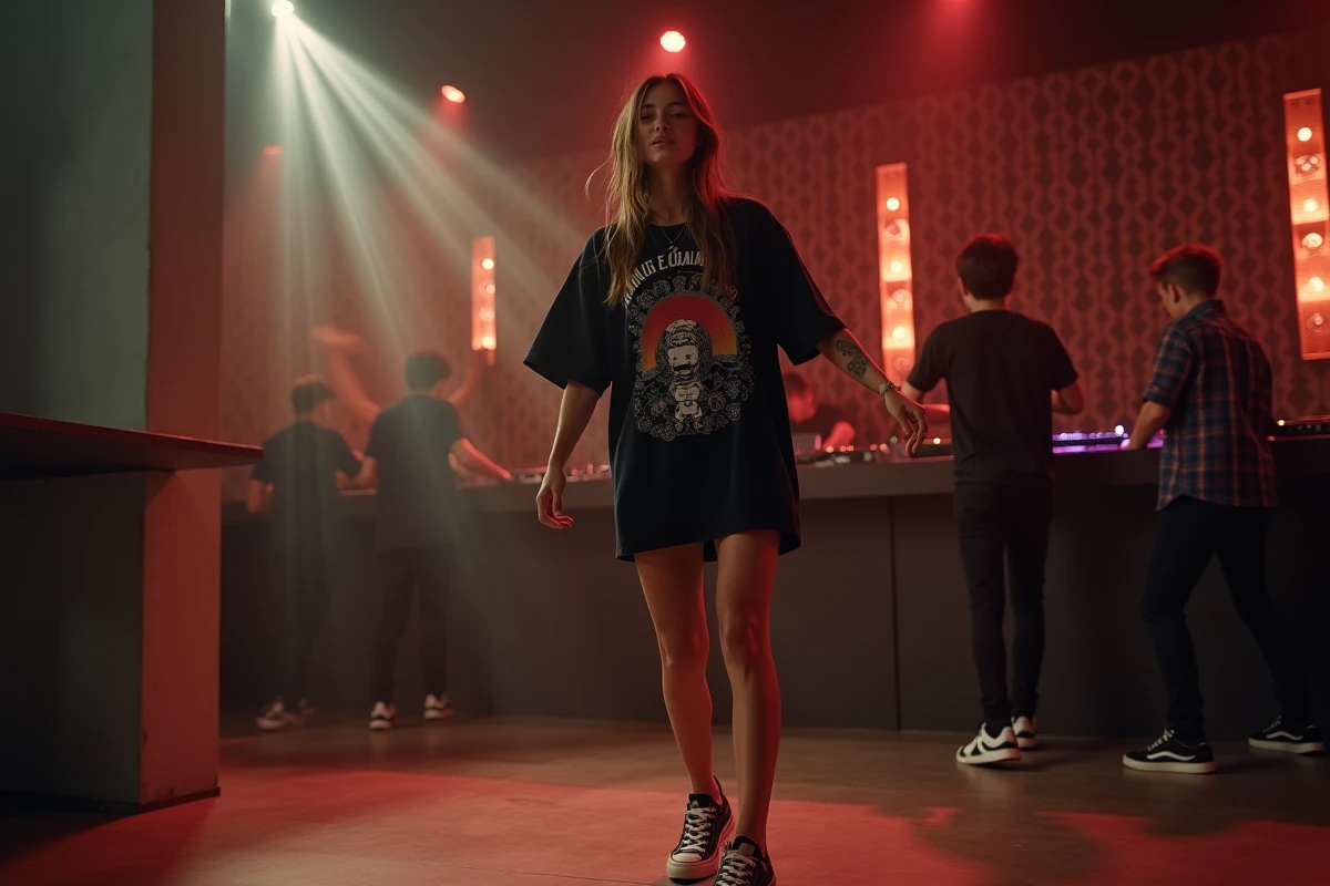 Jeune femme dansant dans un club techno parisien