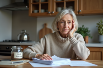 Femme française réfléchissant à ses documents d'épargne