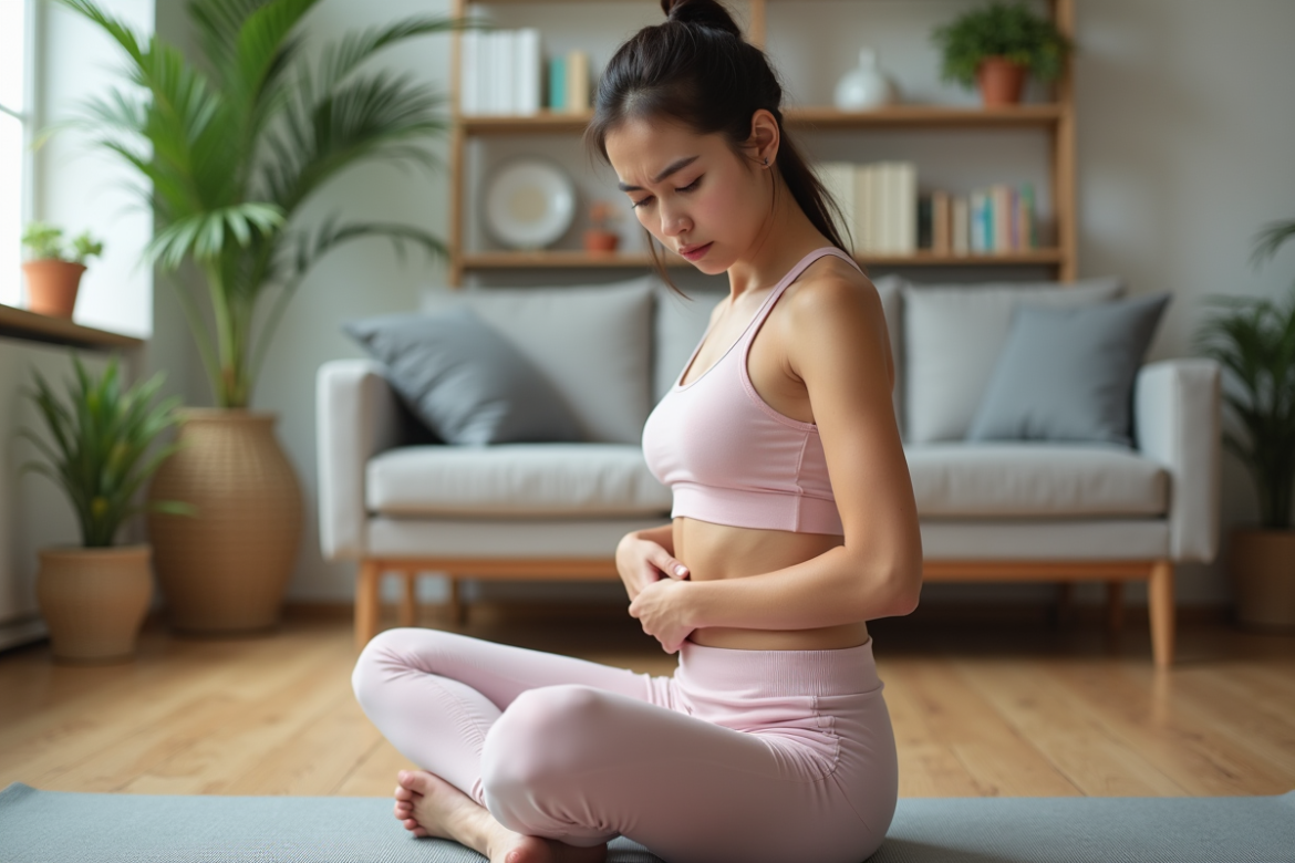 Jeune femme en yoga dans un intérieur lumineux