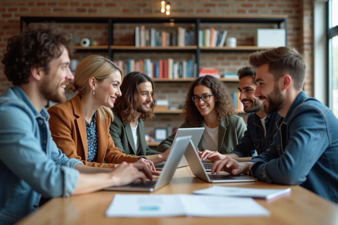 Groupe de designers collaborant dans un espace moderne