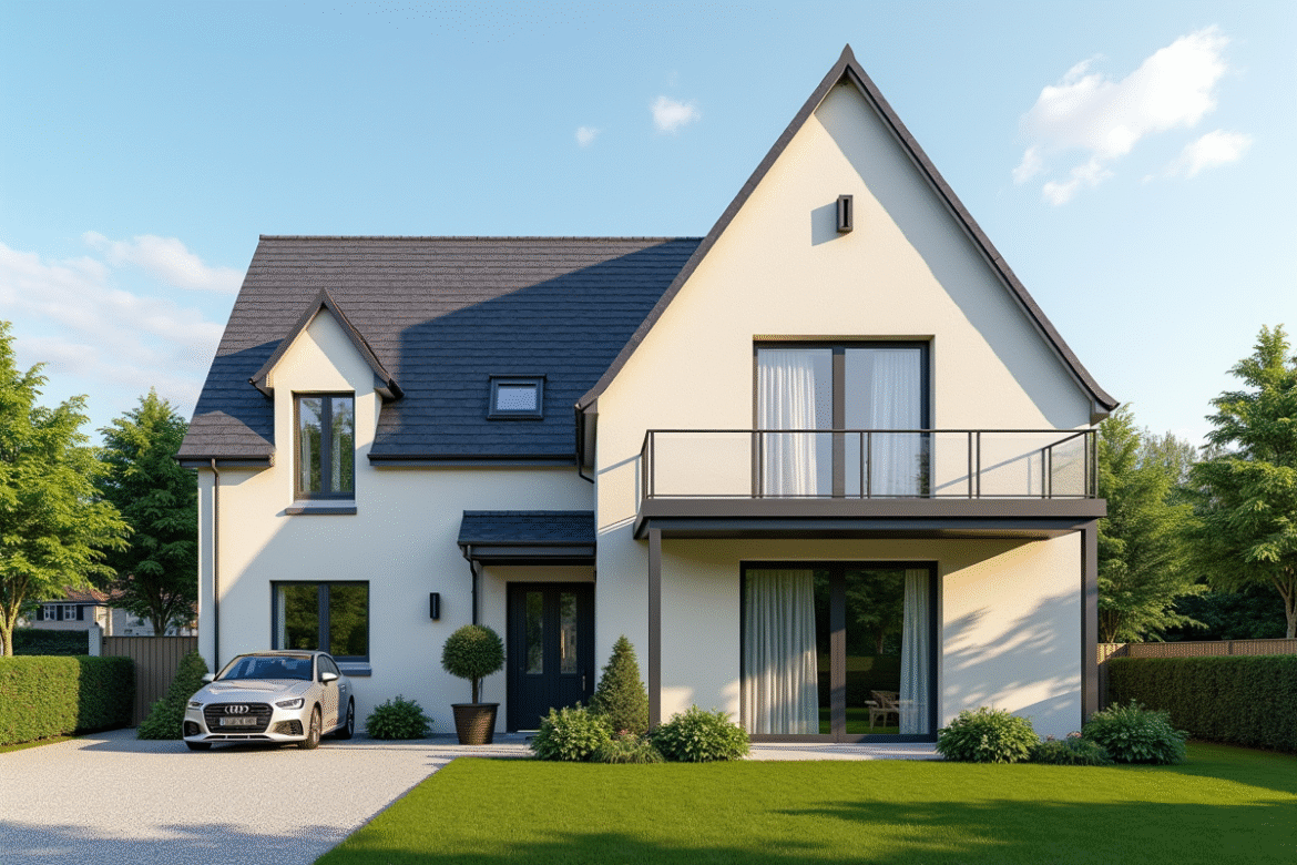 Maison familiale moderne T5 avec jardin paysager en France